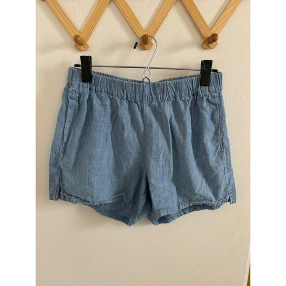 Madewell Shorts Women's Small Chambray Pull-On Blue High Rise Pockets - Picture 2 of 8